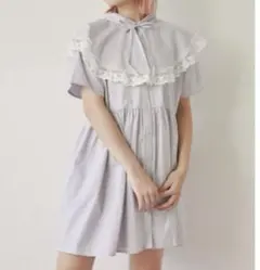 merry jenny2wayレースカラーミニワンピース 半袖ライトブルー