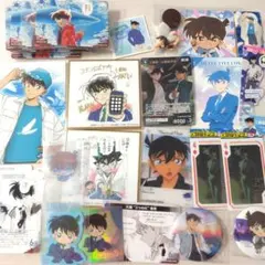 名探偵コナン公式アプリ　描き下ろし周年色紙風ステッカー　工藤新一　カード他