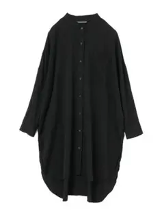 mizuiro ind 　ミズイロインド　ブラック バンドカラーロングシャツ