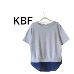 SV191【KBF】重ね着風半袖カットソー　グレー　レース　カジュアルのサムネイル