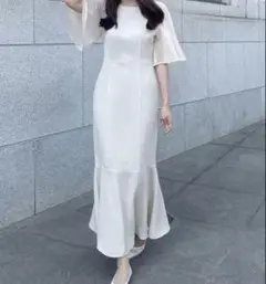 JUNOAH シアースリーブマーメイドワンピース XL