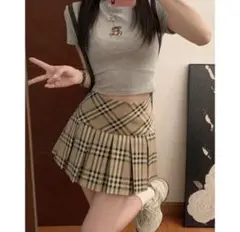 SHEIN チェック柄 プリーツスカート Mのサムネイル