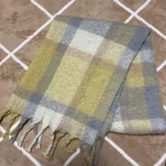 チェック柄フリンジマフラー