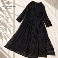 ヌキテパ☆コットンボイル シャーリングノースリーブドレス ブラック