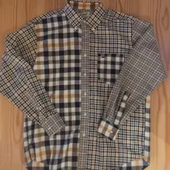 クロコダイル チェック柄 長袖シャツ