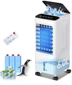 ❤️新品❤️冷風機 10L 大容量 静音 首振り風量6段階 キャスター付き クーラー 冷風機 10L大容量 6段階冷風 首振り リモコン付 省エネ ホワイト