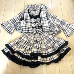 キッズ　女の子　110 チェック　ワンピース　セットアップ