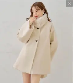 ファー取り外しケープコート　Chico アイボリー