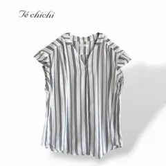 【テチチ/ Te chichi】 ストライプ ブラウス フリル袖 白 M