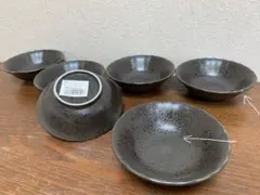 【6枚】黒い 小鉢、小皿/和食器/陶器/陶磁器/焼物のサムネイル