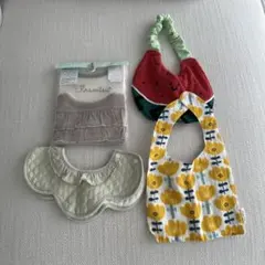 【未使用】スタイ4点セット フリル・花柄 スイカ