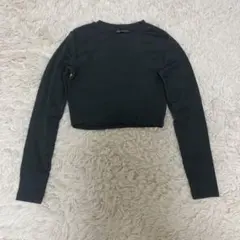 ZARA 長袖 クロップド丈 トップス チャコールグレー