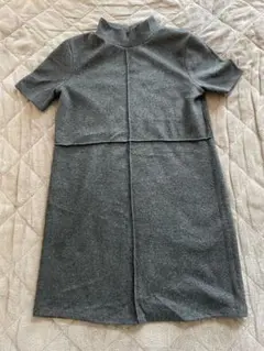 ZARA グレー ハイネック ミニワンピース 半袖