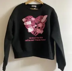 ハローキティトレーナー ブラック ハートロゴ 90s egg bySUREVE