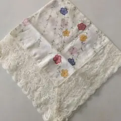 花柄レース縁取りハンカチ大判ひざ掛けYUMI KATSURA
