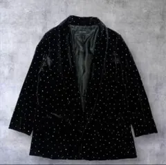 ZARA BASIC ベルベット テーラードジャケット 装飾　ブラック　Ｌ
