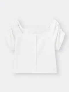 GU フロントボタンオフショルダーT(半袖)+E