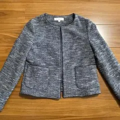 ツイード風 ノーカラージャケット 紺 ネイビー Ｍ　　卒業式 卒園式 入学