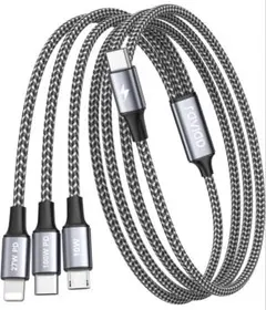 RAVIAD 3in1 充電ケーブル 1.2M USBType Cマルチケーブル