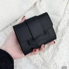 三つ折り財布 ミニ財布 ブラック コンパクト カードケース 軽量 シンプル