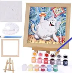 子供用 お絵描きキット 可愛い猫のアート 塗り絵キット 工作キット 知育玩具