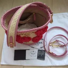 PRADA フラワー装飾 かごバッグ
