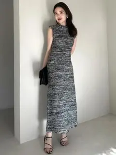 【完売品】anuans ブラッシュツイードニットワンピース　Mサイズ