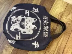 招き猫 和柄 ハンドメイド ミニバッグ サブバッグ紺