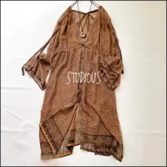 【美品】STUDIOUS　ペイズリーシアーガウンワンピ 2WAY 大人柄 透け感