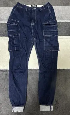 【KAKH】 ピンロールジョガーカーゴ　デニムパンツ スキニーデニム XS