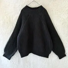 GU チャンキーニットハイネックセーター 長袖 ダークグレー XL