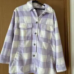 パープル チェック柄 シャツジャケットのサムネイル