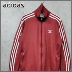 00s 古着 アディダス 希少 刺繍 3ライン ジャージ レッド×ホワイト
