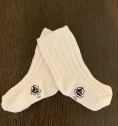 プチバトー　ホワイト靴下 リブ編み　ベビー　19/20