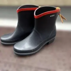AIGLE ショートレインブーツ 黒 赤い縁取り