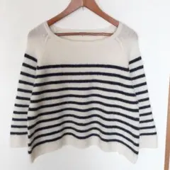 タイムセール☆ナチュラルビューティーベーシック　ウールアルパカ混ボーダーニット