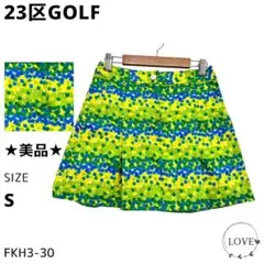 ★美品★ 23区GOLF スカート ミニスカート フレア 総柄 綿 コット k1のサムネイル