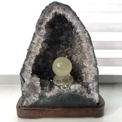 カルサイト共生 アメジスト ドーム 台座付き 0.8kg 紫水晶 方解石