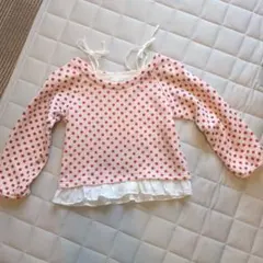 ピンク水玉 長袖カットソー 130cm