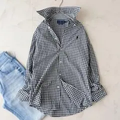 美品✨《ラルフローレン》ボタンダウン 薄手コットンギンガムチェックシャツ ポニー