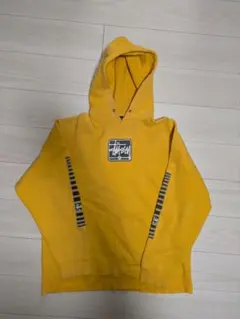 ​【希少】90s OLD STUSSY 紺タグ パーカー 両袖プリント 黄 XL