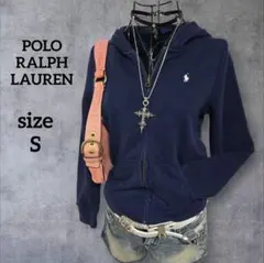 y2k ポロ ラルフローレン ジップアップ パーカー ロゴ刺繍 ネイビー