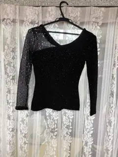 シースルー袖 ブラック レッスンウェア