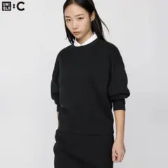 25年発売UNIQLO／スムースコットンクルーネックセーター／ブラック／XL