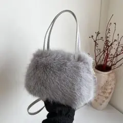 ファーバッグ ショルダーバッグ フェィクファー トートバッグ ふわふわ グレー