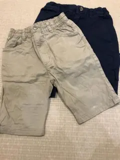 110cm 半ズボン 2色セット ベージュ ネイビー