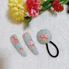 超お買い得♡お揃い リバティ うさみみリボン、くるみボタン 贅沢4個