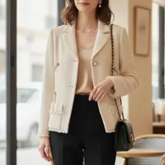 2025年最新】シャネル白ノーカラージャケットの人気アイテム - メルカリ