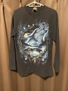 ※最終値下げ【即購入OK】希少 オオカミ 大判プリント ロンT アニマル