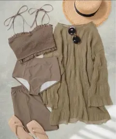 水着　シアートップス付　4点セット